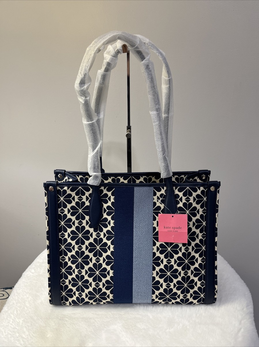 New Kate Spade Flower Jacquard Stripe Market Medium Tote New Kate Spade Flower Jacquard Stripe Market Medium Tote