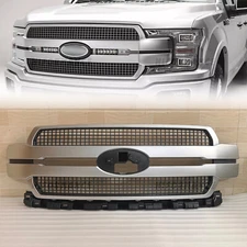 Front Bumper Grille Grill Satin Chrome For 2018-2020 Ford F-150 F150 Platinum