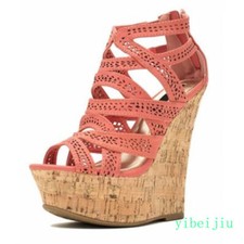 Women's Hollow Out High Platform Wedge Heel Peep Toe Sandals Evening Stage Shoes