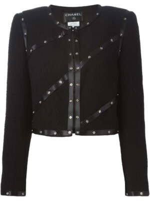 Chanel 2003 Fall 03A Snap Collection black Cropped Boucle Jacket