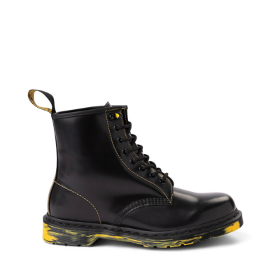 Dr. Martens Black Leather 8-Eye Lace-Up Boots with Yellow Heel Loop Dr. Martens 1460 Ds 8 Eye Boot Black/ Yellow | Footshop main image 4