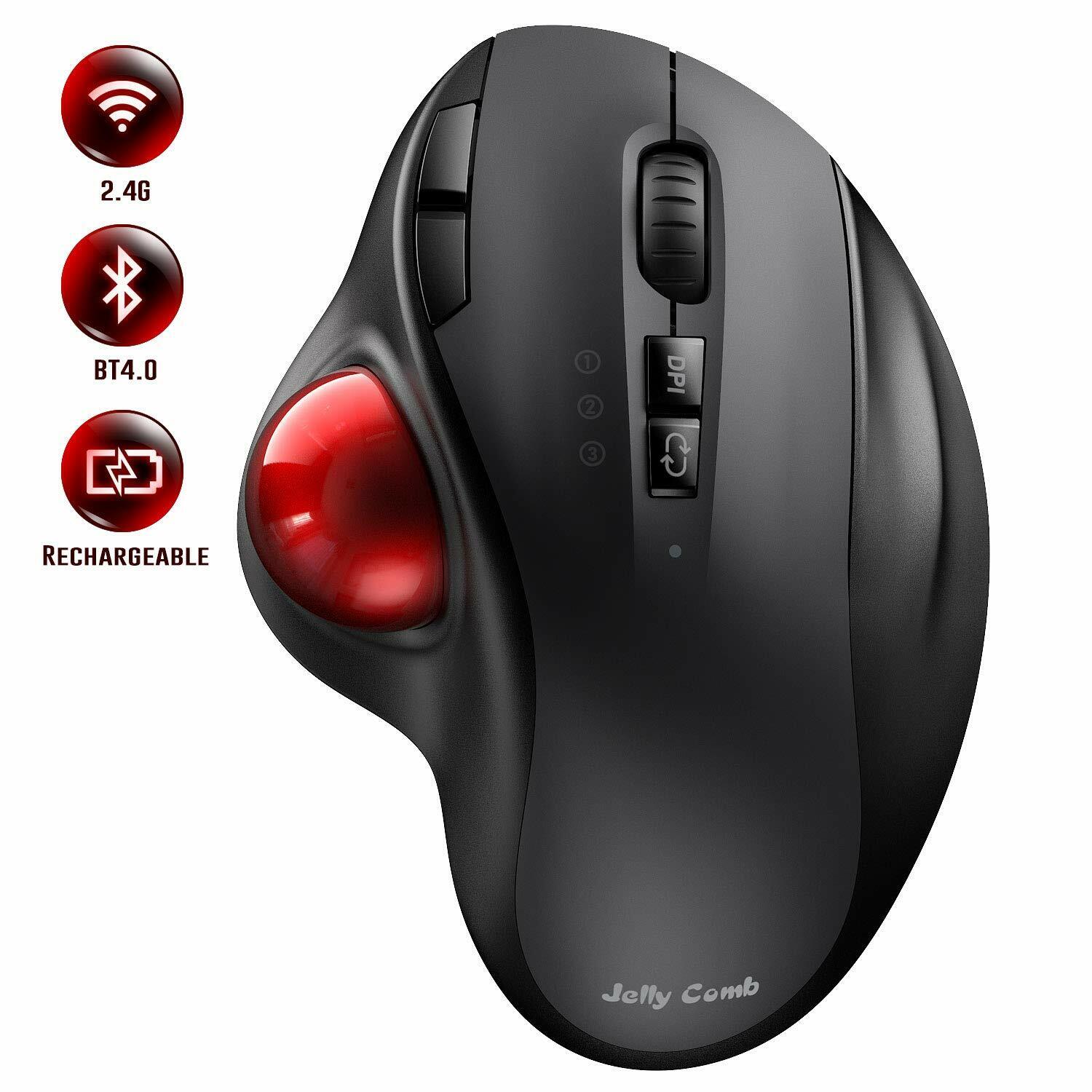 Bluetooth Trackball Mouse Jelly Comb 2.4G USB Ergonomic Mice Up to 2400 DPI