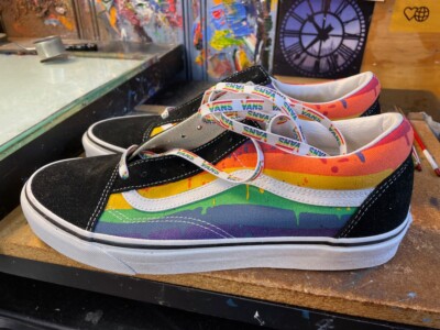 Vans Old Skool Rainbow Drip Black Multi  Size US 10.5 Men New VN0A5AO92CV Rare