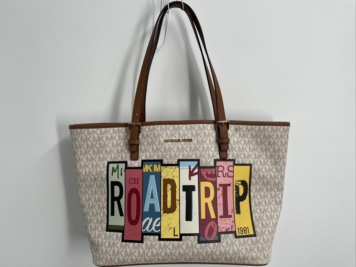 【マイケルコース】SALE!!DESERT ROAD TRIPトートバッグ Michael Kors Desert Road trip MK VANILLA Jet Set Travel Tote