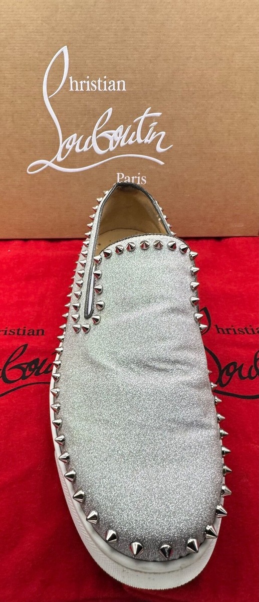 Louboutin PIK Boat Mens Sneakers Multi/Silver. ?Christian Louboutin silver glitter Pik Boat Mens Sneaker  main image 4