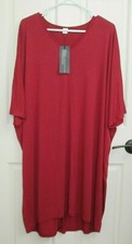NWT LQBZ Red V-Neck Shirt Dress Womens Size XL Chest 62 Oversized 226-25571