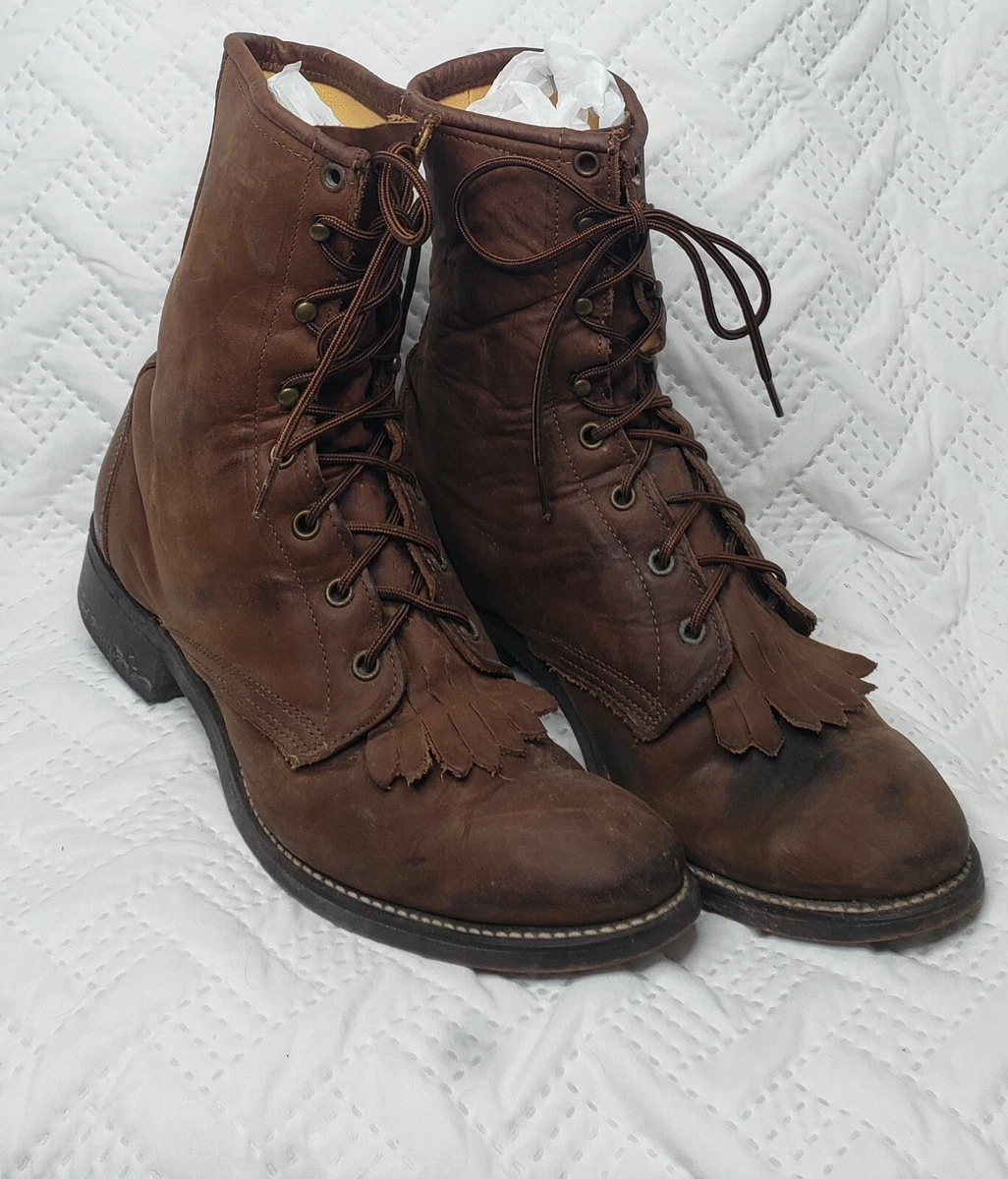 Justin Black Vintage Lace-Up Boots - M 7 / W 8.5