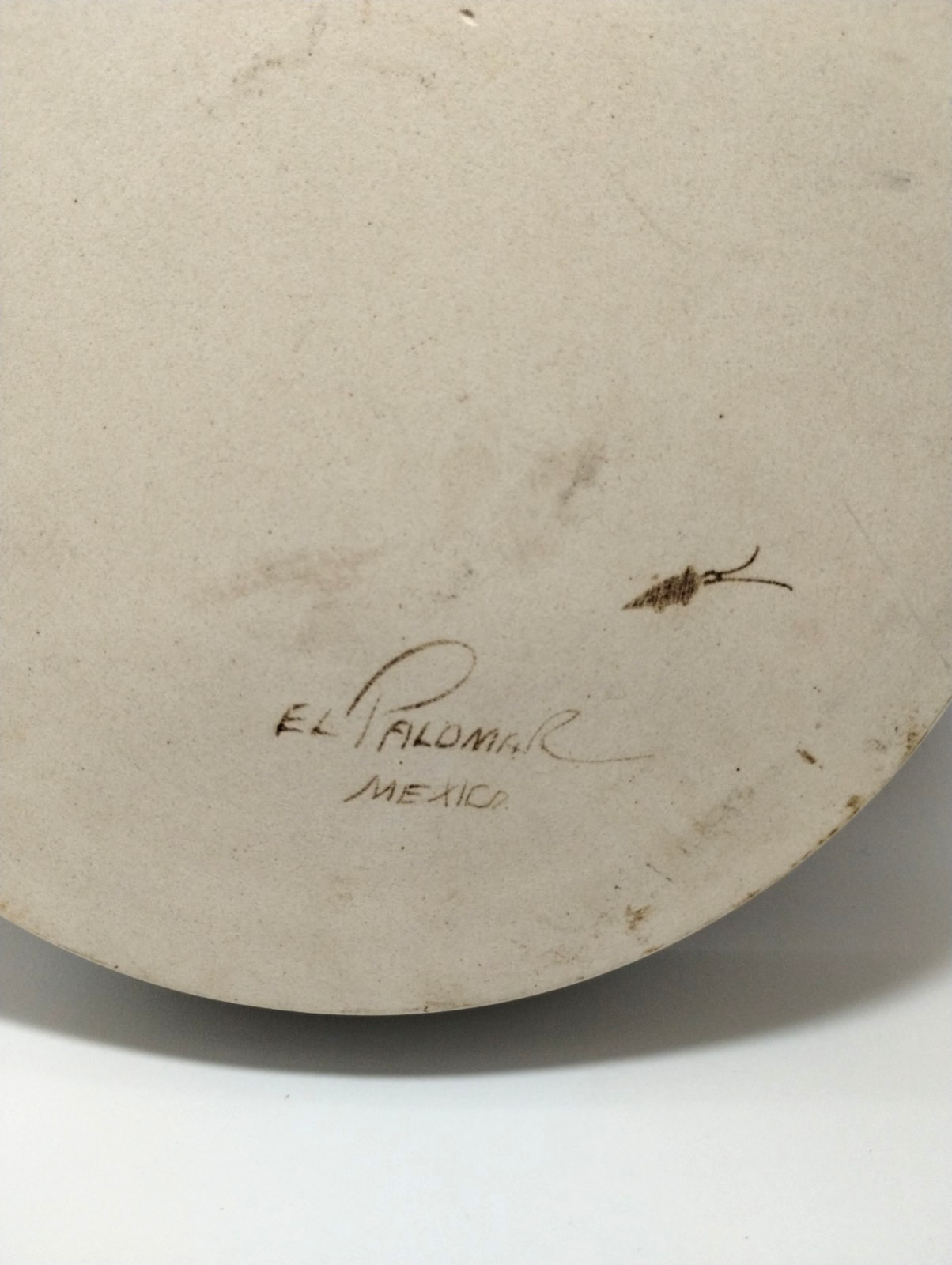 KEN EDWARDS~Tonala~Mexican Pottery~Round Dish~Platter~Green Quail Floral 10"