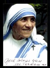 Mutter Teresa Autogrammkarte  indische Ordensschwester  Friedensnobelpreis 1979
