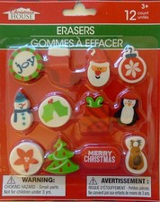 New Christmas House 12 Count Christmas Erasers Party Gift Stocking Filler Joy