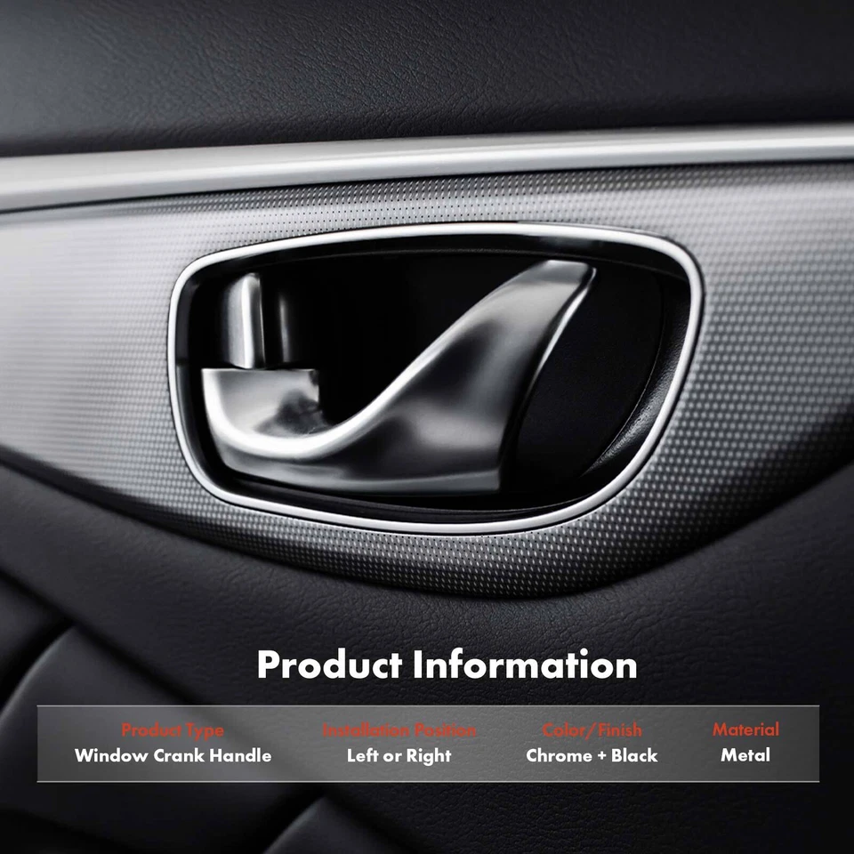 Manivela de ventana negra y cromada para GMC C1500 Suburban C5000 Topkick Yukon Foto 2 de 4