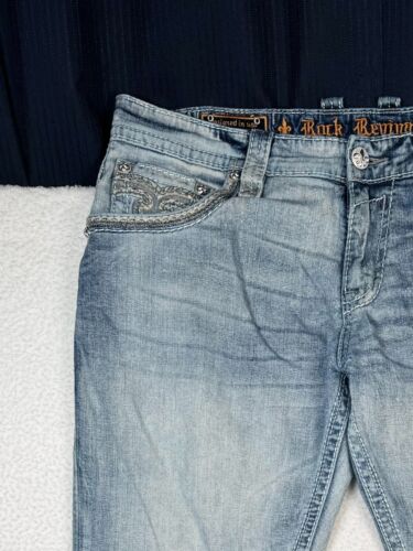 Rock Revival Jeans Mens 36 Fits 40x33 Blue Denim Straight Leg Medium Wash Preppy - Picture 3 of 20
