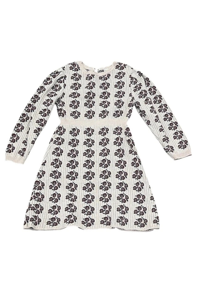 Bebe Organic Antique Floral Esther Sweater Dress Long Sleeve Knit Stripe 5 - Image 3 of 4