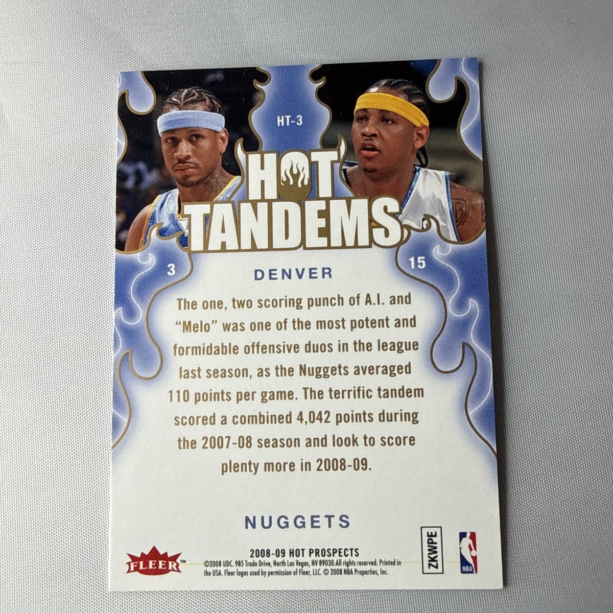 2008-09 Fleer Hot Prospects - Hot Tandems Allen Iverson, Carmelo