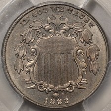 1883 Shield Nickel PCGS AU-58 - Near Perfect Slider!