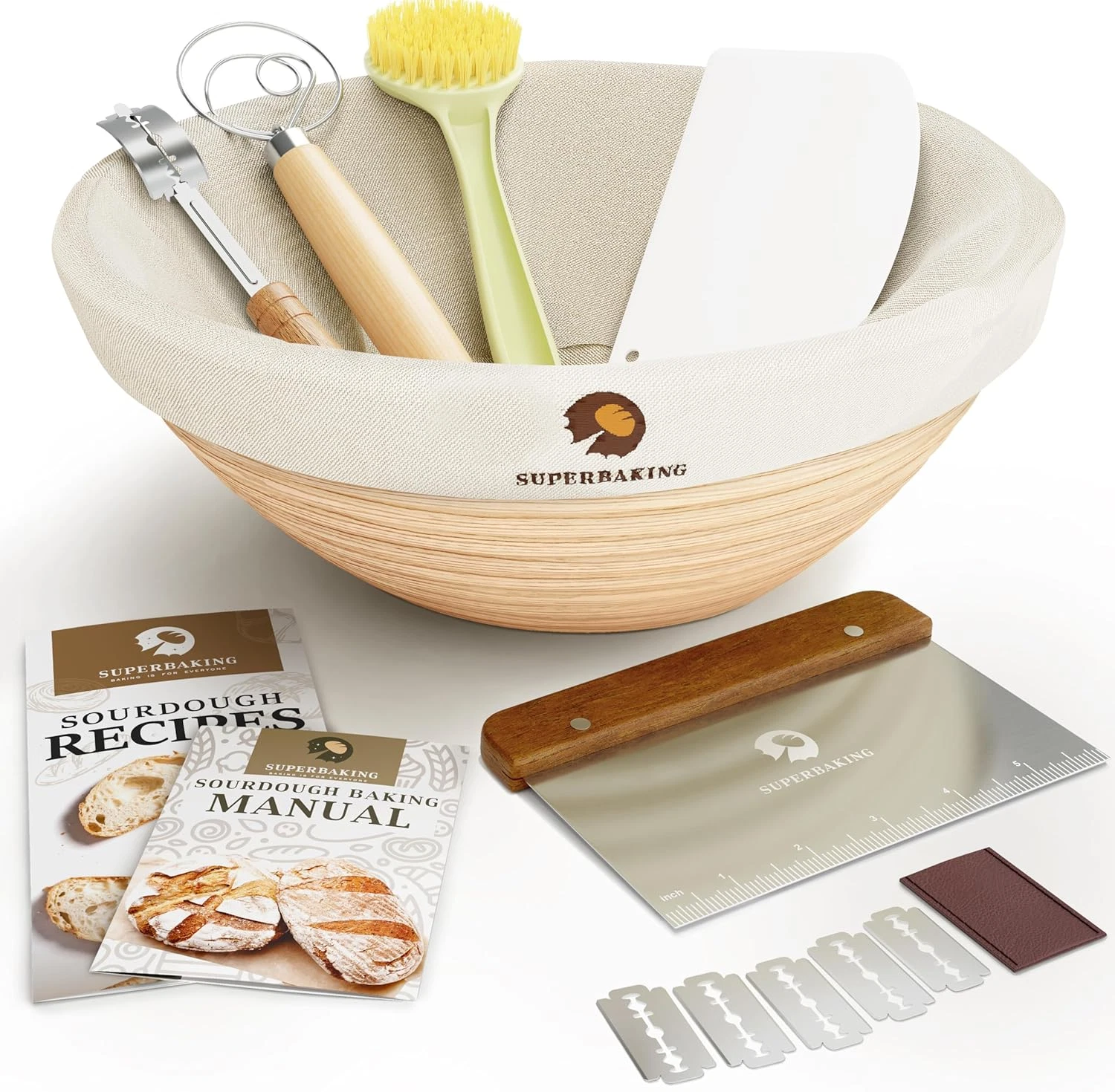 Banneton Bread Proofing Basket, Sourdough Bread Baking Supplies, round 9 Inch So