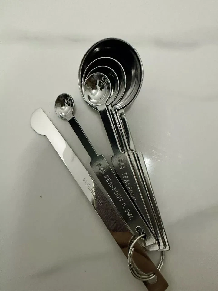 2x Juegos de vasos y cucharas medidoras de acero inoxidable -12 piezas Foto 3 de 4