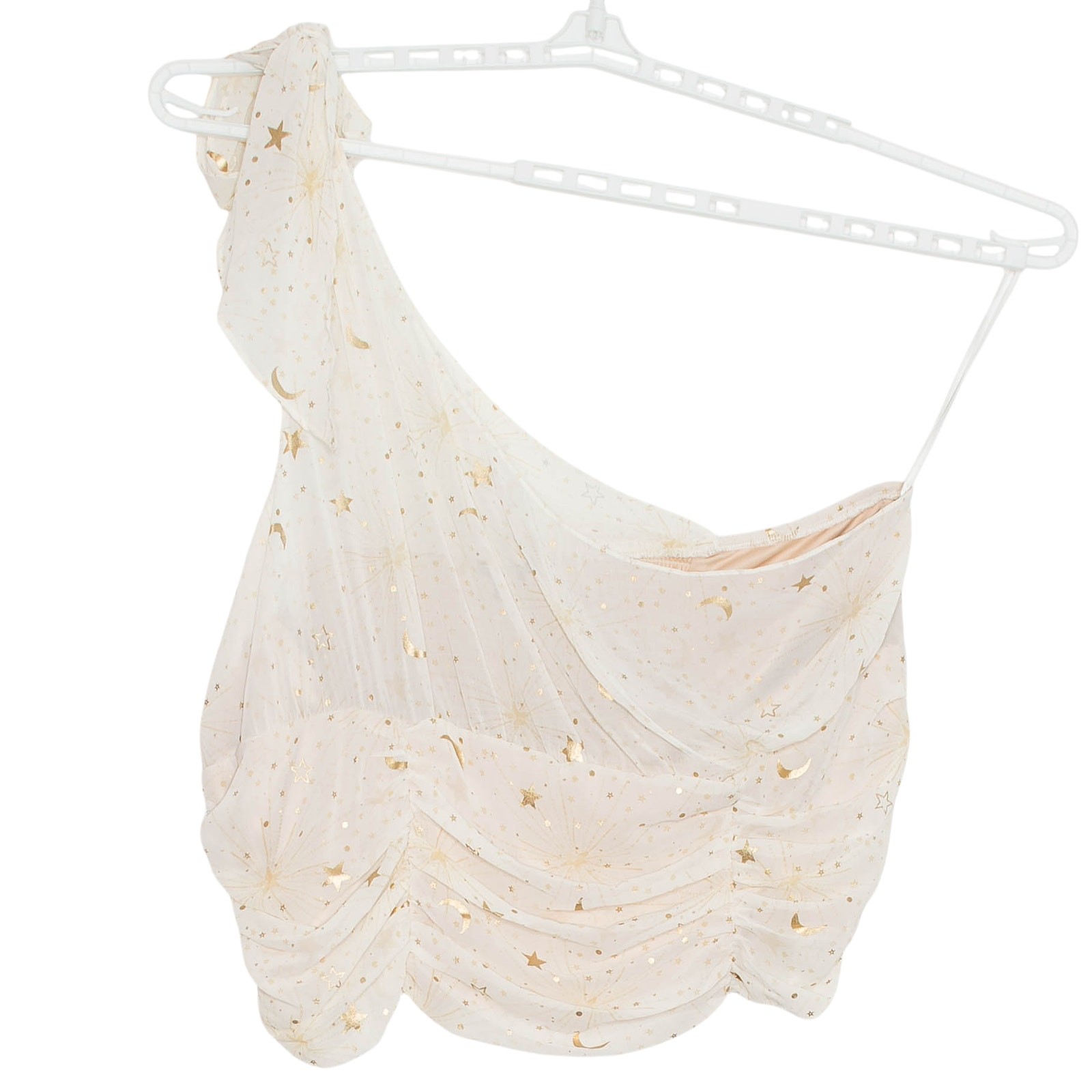 Torrid Celestial Fairy Chiffon Foil One Shoulder Crop Top Plus Size 3 3X Star