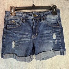 WannaBettaButt YMI Womens Juniors 5 Cutoff Denim Shorts MID Rise 90's Distressed