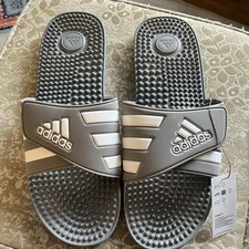 adidas Adissage Slides Sandal, Stone Grey/White - Men Size 18 - New With Tags