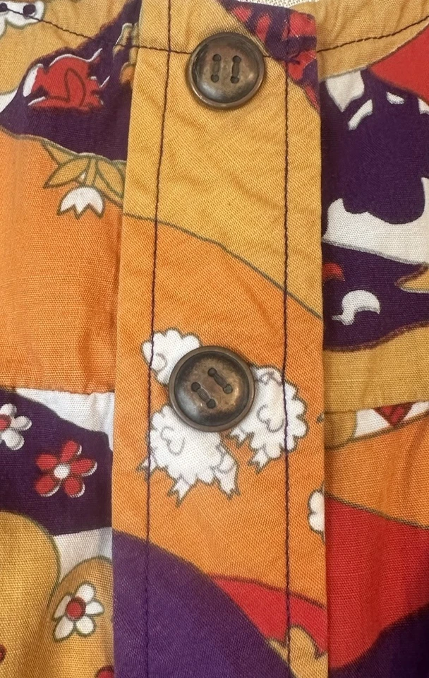 60s Miss Elaine Lounge Dress L Floral Mod Sleeveless Housecoat TLC Small Holes - Image 3 of 4