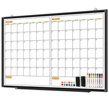 2 Month Whiteboard Dry Erase Calendar for Wall, 36" X 24" Magnetic Calendar W...