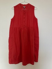 J.Jill 100% Linen Knee Length Red Summer Dress with Pockets in Size S