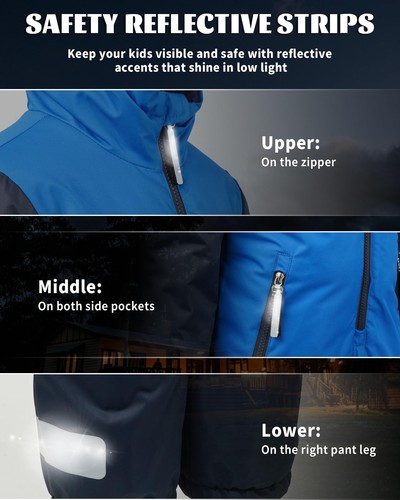 Owntop Kids Snow Suit, One Piece Snowsuit Boys Waterproof, Hooded Winter Jack... - Picture 6 of 8