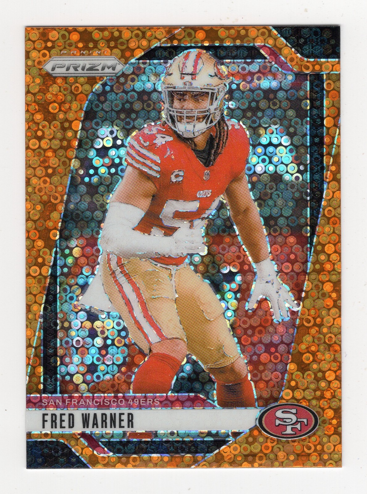 2024 Panini Prizm Fred Warner #255 Orange Disco - San Francisco 49ers