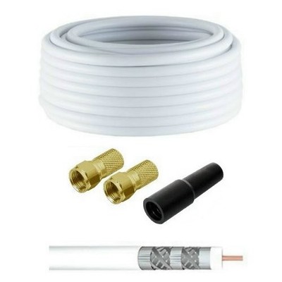 30m Sat Kabel 8,4mm FStecker Gold Gummitülle 140dB 6fach CCS Innenleiter Weiß 4k