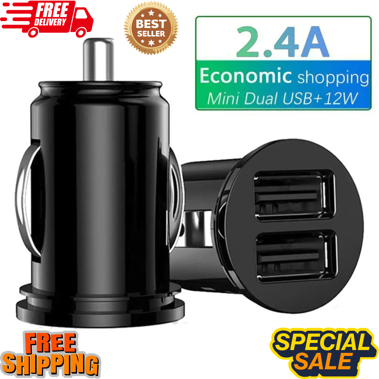 FAST CAR CHARGER 2 USB CIGARETTE LIGHTER SOCKET PORT ADAPTER FOR IPHONE SAMSUNG