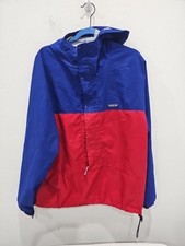 Vtg 80s Patagonia Size XL Anorak Rain Jacket Hooded Lightweight Blue Red Pouch