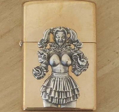 1 piece Lighter accessories Brass Sexy Ponytail girl statue DIY sticker