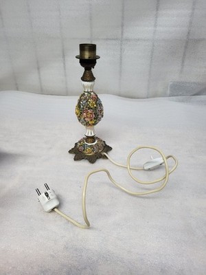 Vintage Tischlampe Porzellan Blumen Relief Capodimonte Stil Messing
