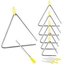 MUKCHAP 6 Pack Musical Triangle Instrument Set, 4, 5, 6, 7, 8, 9 Inch Yellow