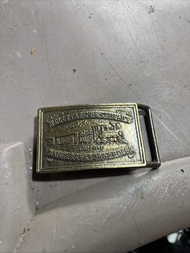 WELLS FARGO & COMPANY BANKERS FORWARDERS TRAIN STEAM ENGINE VINTAGE BELT BUCKLE