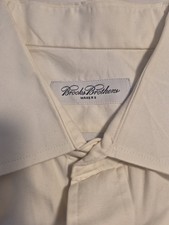 Brooks Brothers Makers Shirt Mens 18 36 Ivory Cotton French Cuff Made in USA
