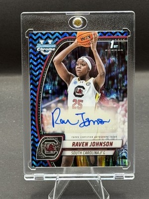 Raven Johnson 2/100 AUTO 🏀 2024-25 1st Bowman Blue Stealth SC Gamecocks Fever