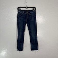 Mother Jeans Womens 25 The Rascal Fray Moontide Mid Rise Straight Raw Hem USA