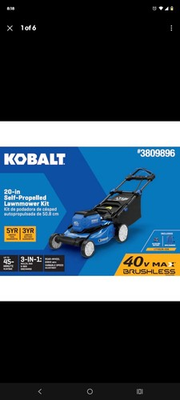 #ad #ad Kobalt Gen4 40 volt 20 in Self Propelled Battery Walk Mower With Battery $280.00