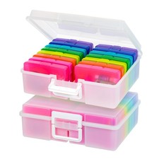 IRIS USA 4" x 6" Photo Storage Box Craft Keeper, 2-Pack, Discreet Handle Cont...