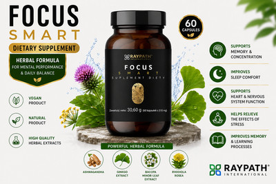 RAYPATH Focus Smart 60 Kapseln Gedächtnis & Konzentration vegane Kräuterergänzung