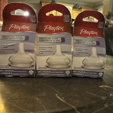 Lot 3 Playtex Baby Breastlike Shape Silicone Bottle Nipples 3M 2 in Each Pack