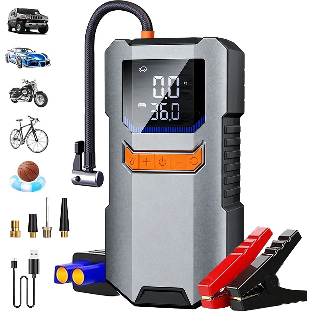4-IN-1 Car Jump Starter With Air Compressor Pack Booster 12V Power Bank LED&USB