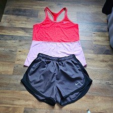 Nike Dri-FIT Women 2pc Racerback Tank Shorts Set Colorblock Size S