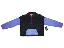 NWT Athletic Works Girls Microfleece Pullover Half-Zip Black/Purple Sport XXL 18