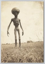 Alien Standing in Field New 2025 PC UNP 4x6