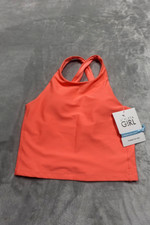 Athleta Girl Large Orange High Neck Crop Tankini NWT