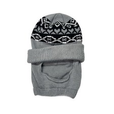 Vintage Knit Beanie Ski Mask 1 Hole Balaclava 80s 90s Gray Winter Hat