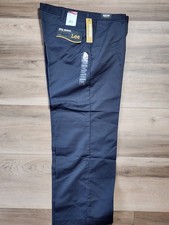 Image of Lee Total Freedom Pants Mens 42x30 Charcoal Relaxed Fit Flat Front Waistband